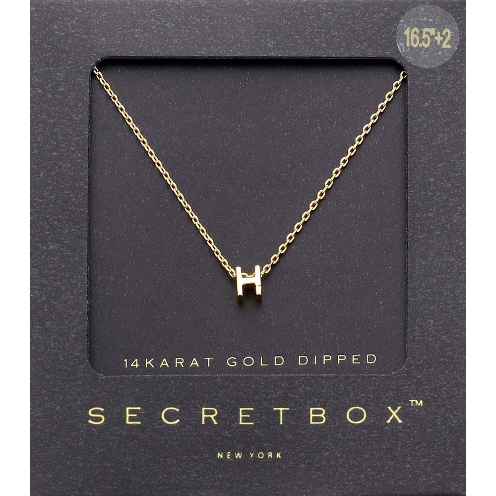 Madeline Love ~H~ -H- SECRET BOX_14K Gold Dipped Initial Monogram Pendant Necklace - Necklaces