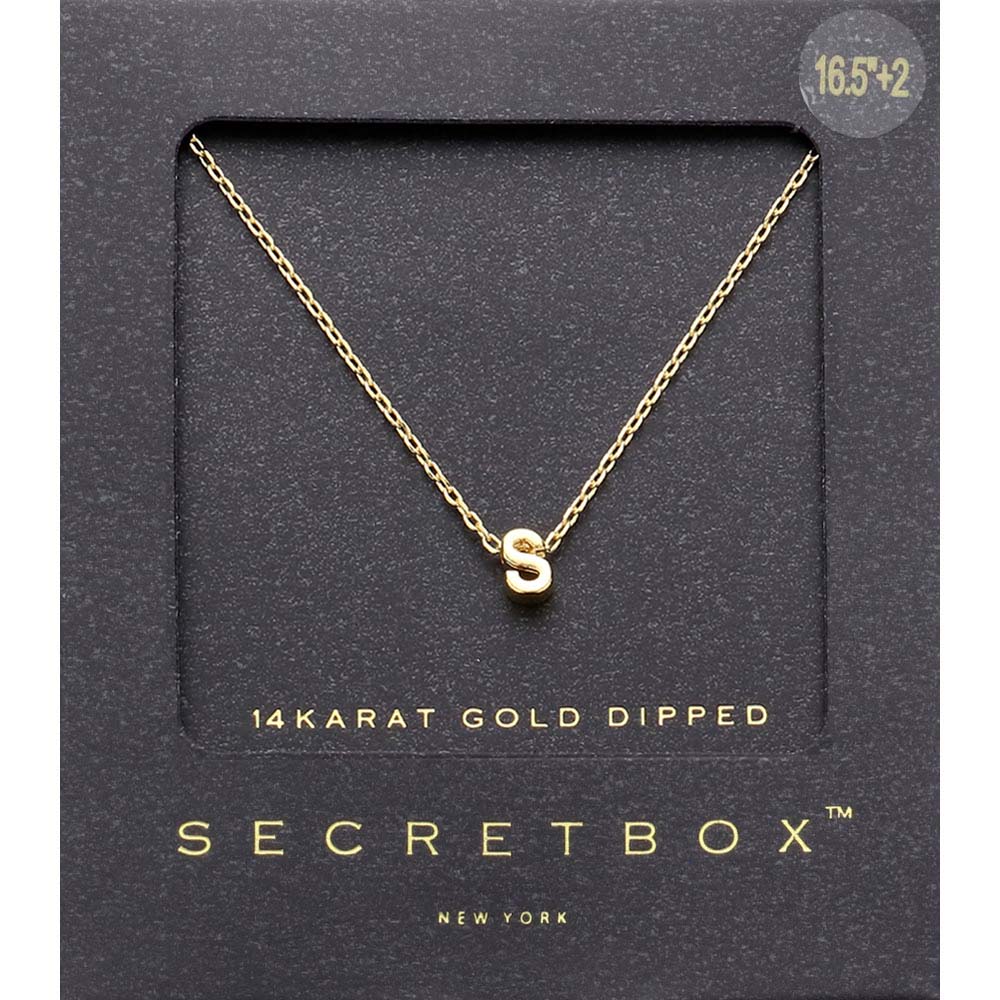 Madeline Love ~S~ -S- SECRET BOX_14K Gold Dipped Initial Monogram Pendant Necklace - Necklaces