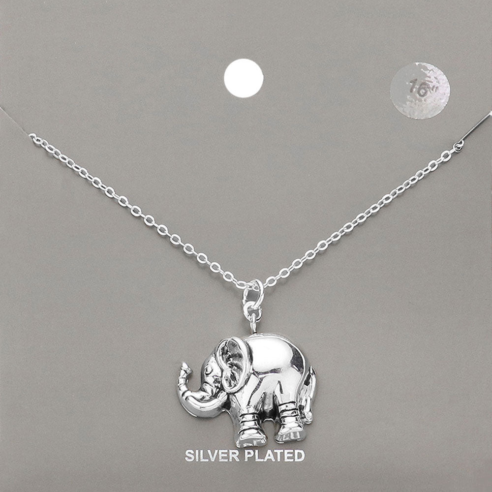 Madeline Love Silver Silver Plated Metal Elephant Pendant Necklace - Necklaces