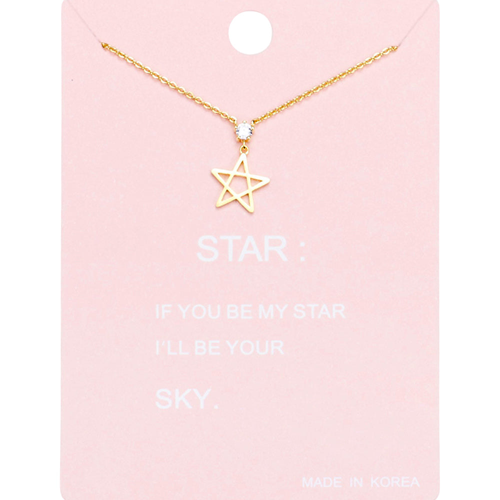 Madeline Love Clear, Gold Star Pendant Necklace - Necklaces