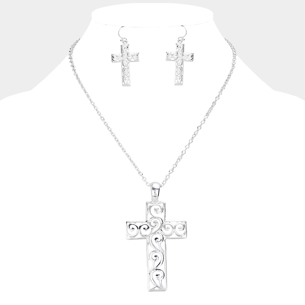 Madeline Love Silver Wester Metal Cross Pendant Necklace - Necklaces