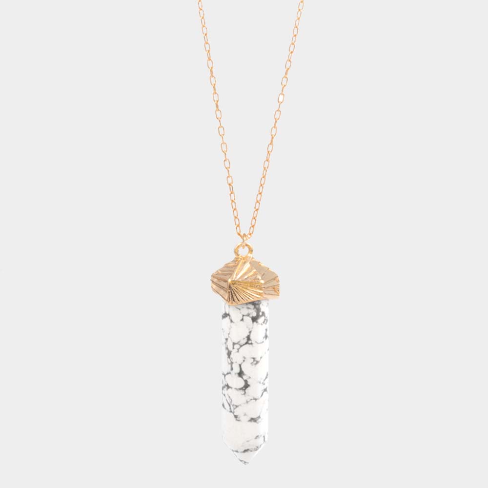 Madeline Love Howlite Semi Precious Stone Pendant Long Necklace - Necklaces