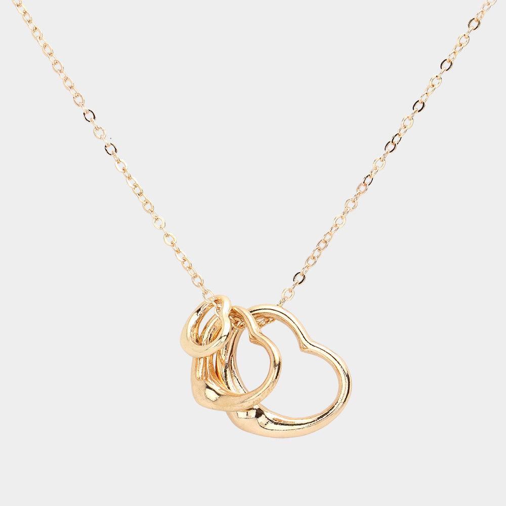 Triple Open Heart Pendant Necklace