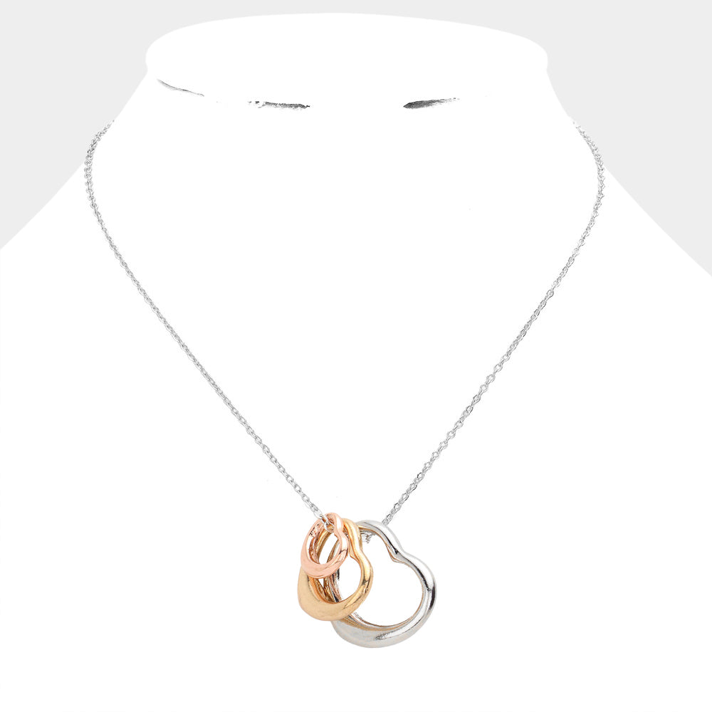 Triple Open Heart Pendant Necklace
