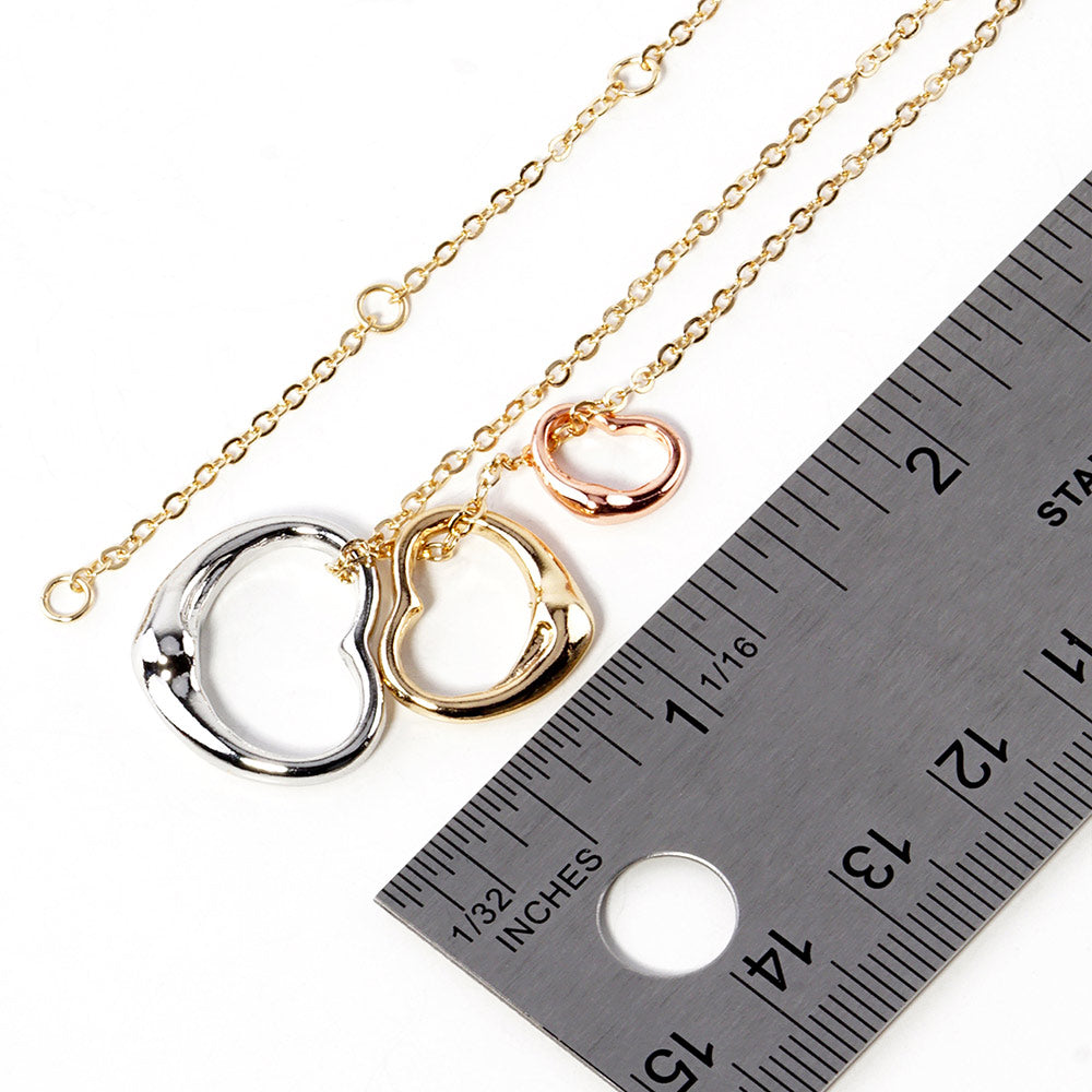 Triple Open Heart Pendant Necklace