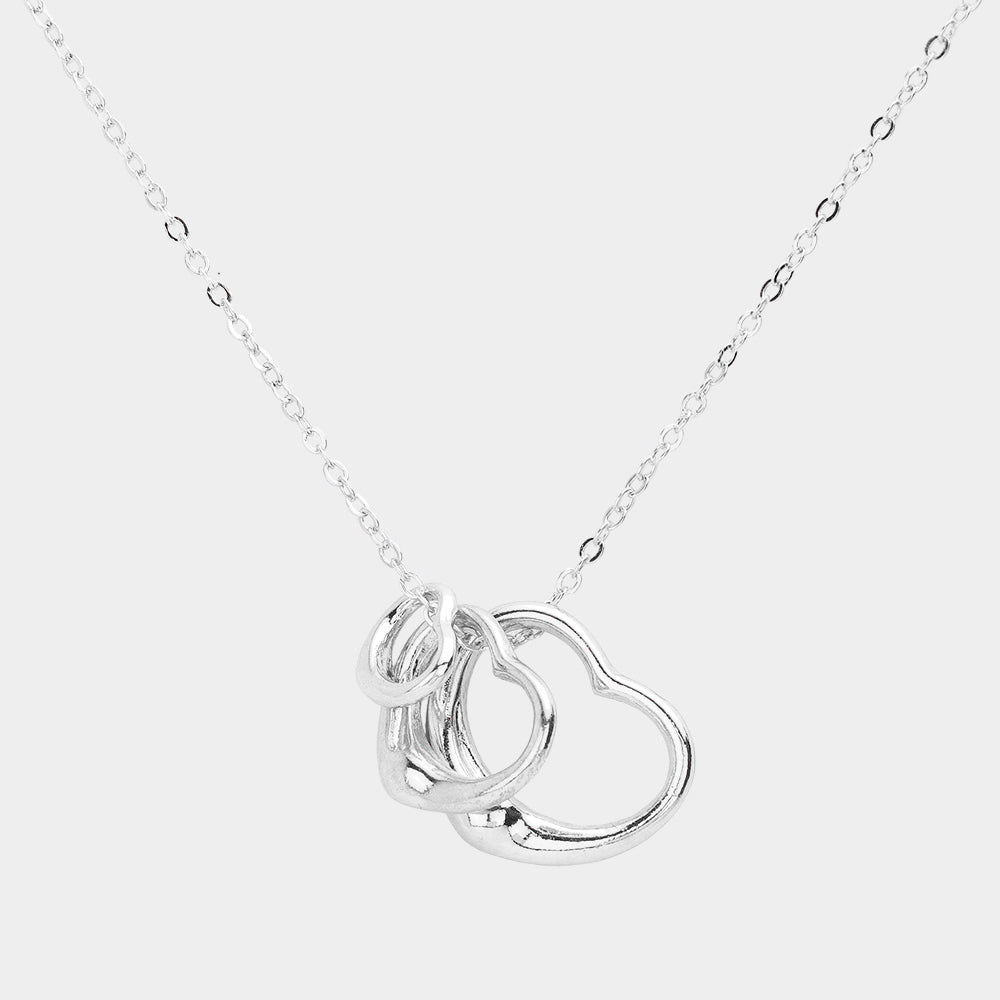 Triple Open Heart Pendant Necklace