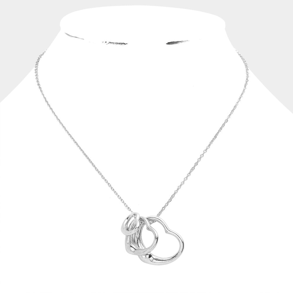 Triple Open Heart Pendant Necklace