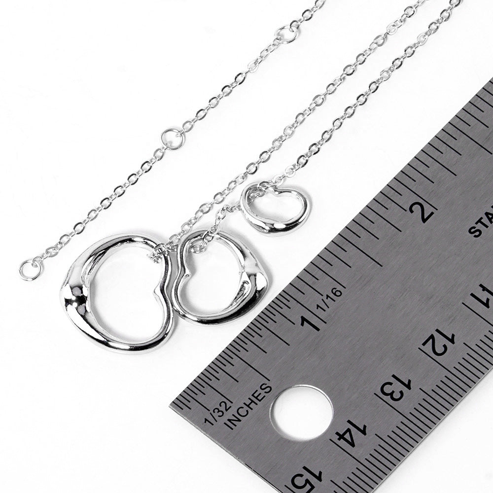 Triple Open Heart Pendant Necklace