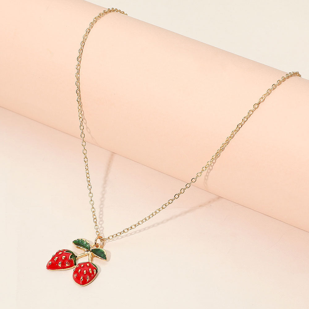 Madeline Love Gold Double Strawberry Pendant Necklace - Jewelry