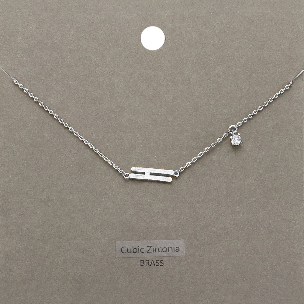 Madeline Love Clear, Rhodium H Brass Metal Cubic Zirconia Initial Monogram Pendant Necklace - Jewelry