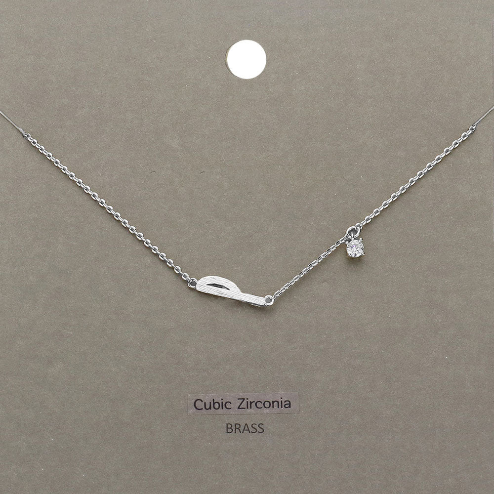 Madeline Love Clear, Rhodium P Brass Metal Cubic Zirconia Initial Monogram Pendant Necklace - Jewelry