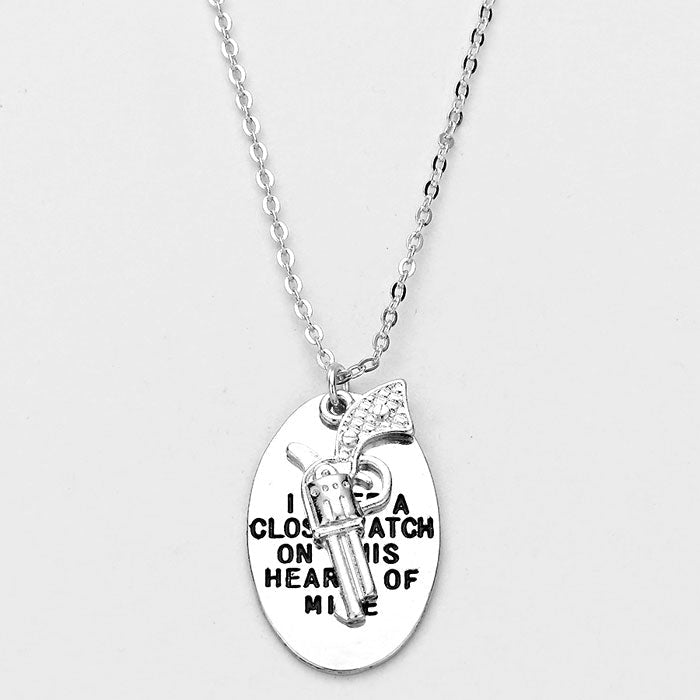 Madeline Love Rhodium Gun Pendant Necklace - Necklaces