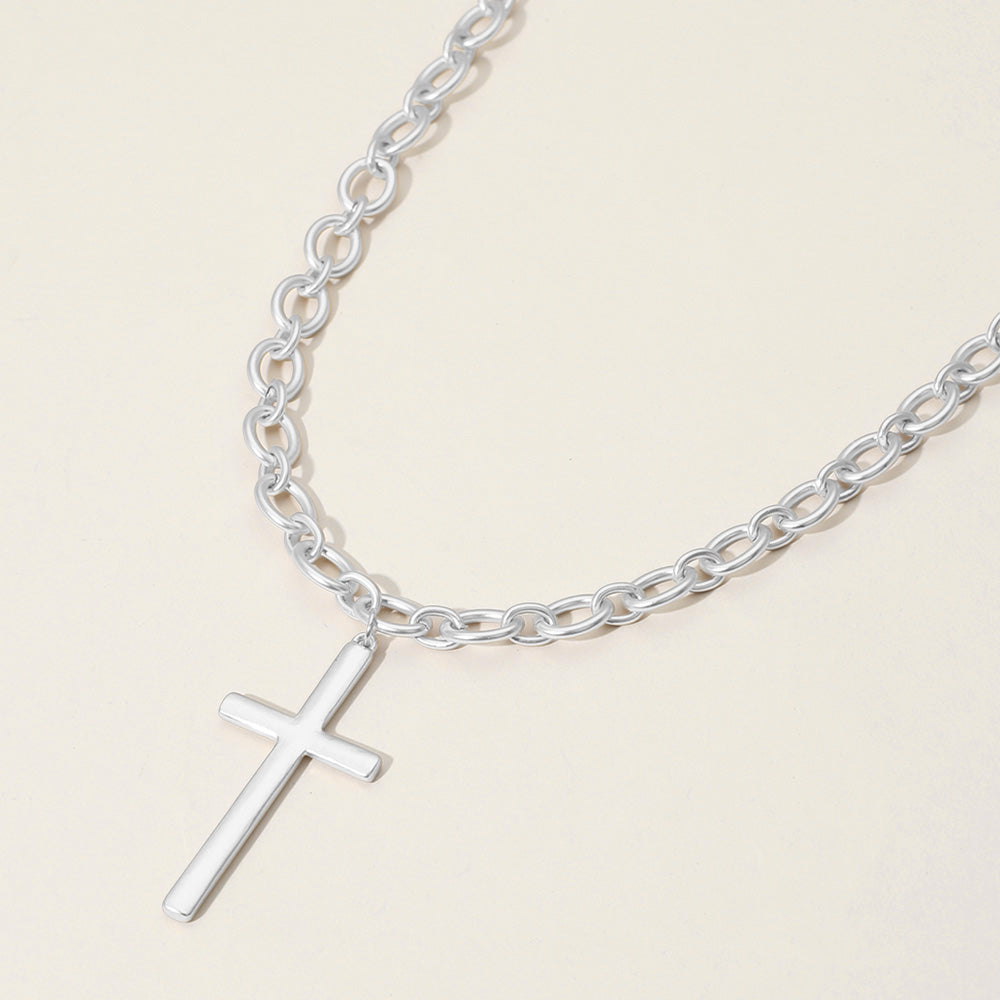Madeline Love Silver Metal Cross Pendant Necklace - Necklaces