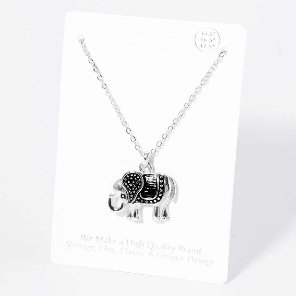 Madeline Love Antique Silver Metal Elephant Pendant Necklace - Necklaces
