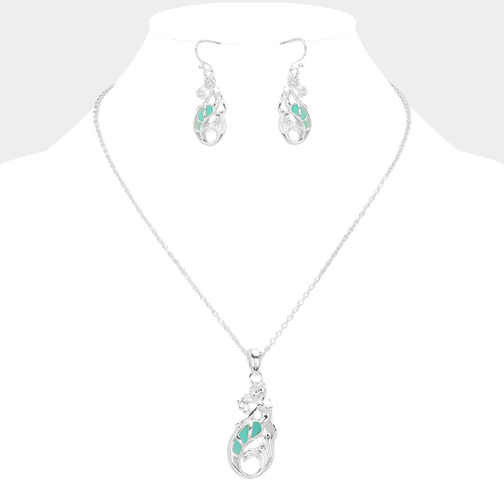 Madeline Love Blue, Silver Mermaid Pendant Necklace - Jewelry