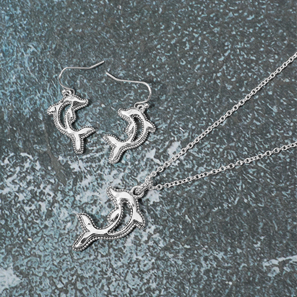Madeline Love Antique Silver Antique Metal Dolphin Pendant Necklace