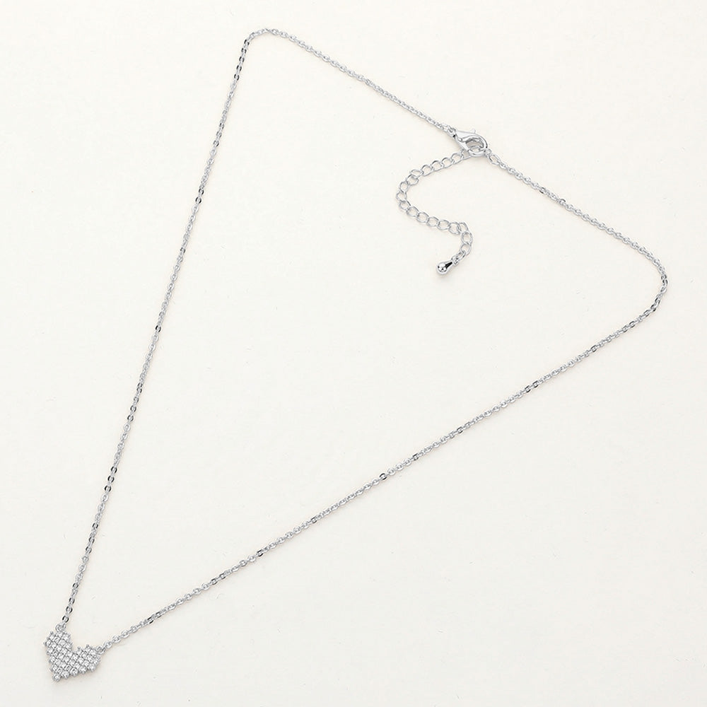 CZ Stone Paved Heart Pendant Necklace