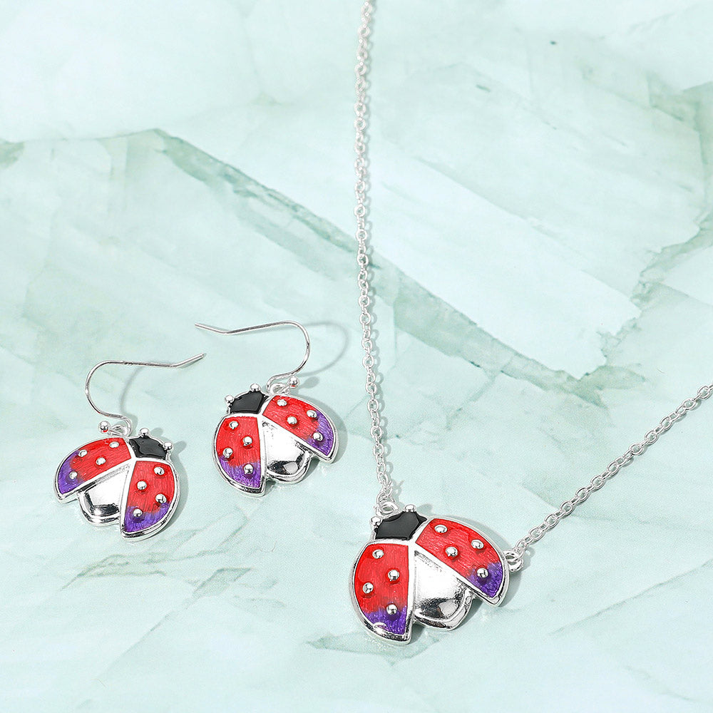 Madeline Love Multi, Silver Enamel Ladybug Pendant Necklace - Jewelry