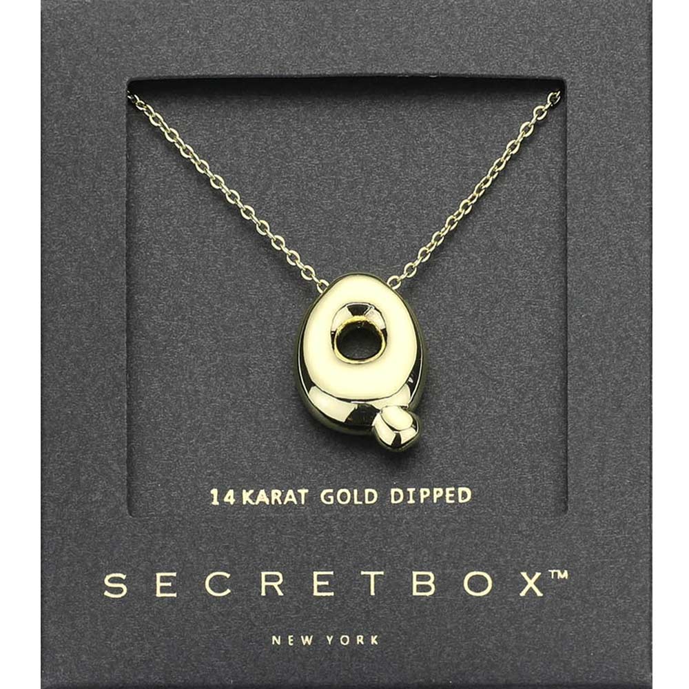 Madeline Love Gold SECRET BOX_ -Q- 14K Gold Dipped Bubble Initial Monogram Pendant Necklace - Jewelry