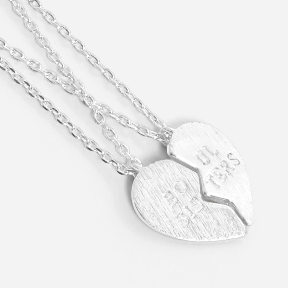 Madeline Love Rhodium 2PCS - SOUL SISTERS Message Breakable Heart Pendant Friendship Necklaces