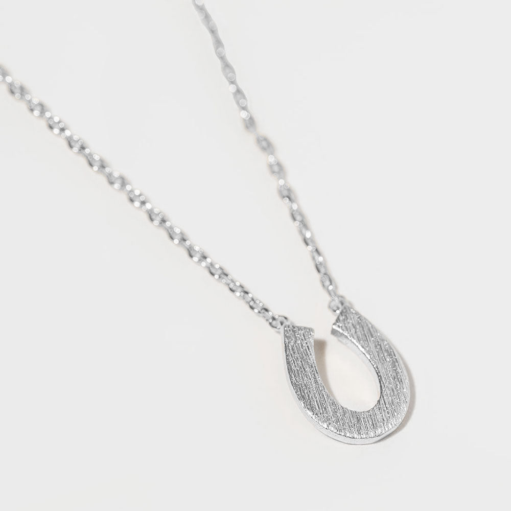 Madeline Love Rhodium White Gold Dipped Horseshoe Pendant Necklace - Necklaces