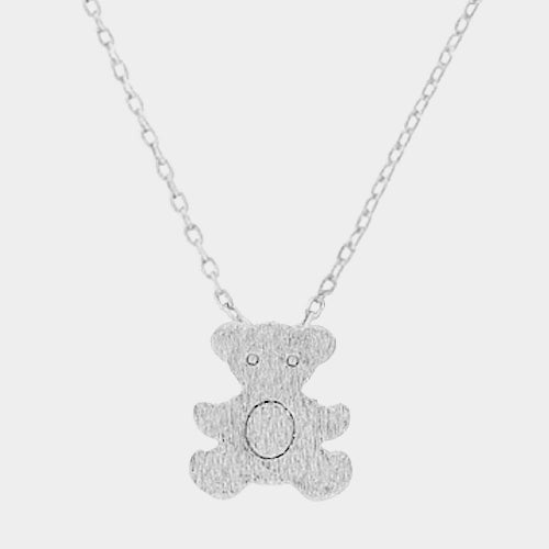 Madeline Love Rhodium Baby Bear Pendant Necklace - Jewelry