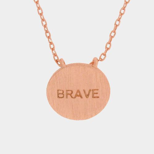 Madeline Love Rose Gold BRAVE _ Message Pendant Necklace - Jewelry