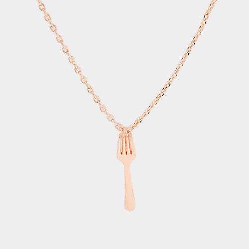 Madeline Love Rose Gold Brass Fork Pendant Necklace - Necklaces