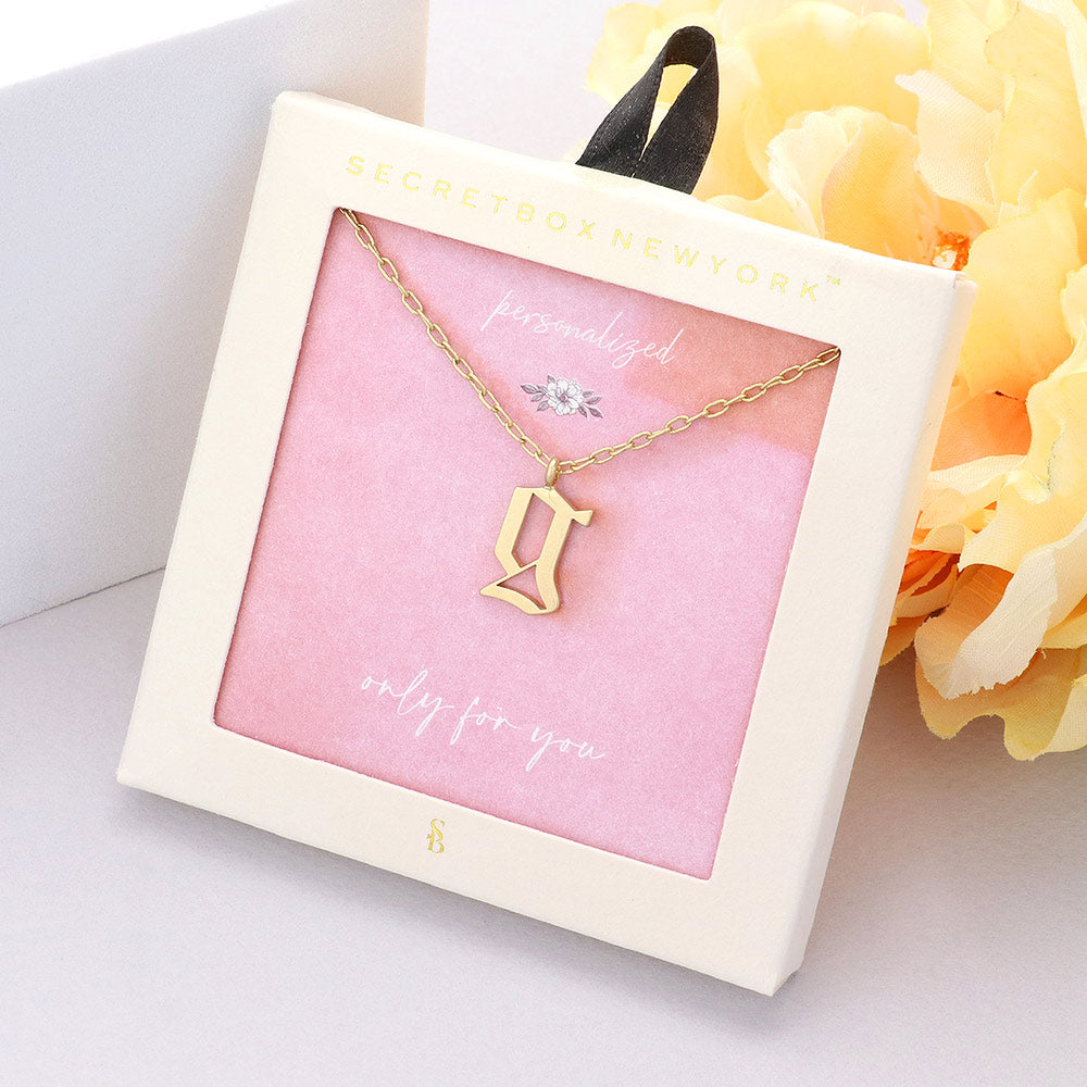Madeline Love Worn Gold Secret Box -G- Initial Monogram Metal Pendant Necklace - Necklaces