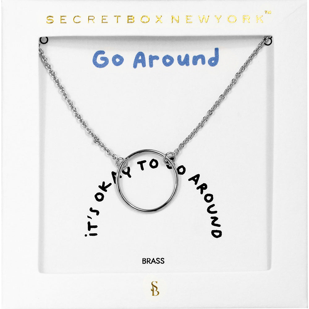 Madeline Love Worn Silver SECRET BOX_Brass Metal Open Circle Pendant Necklace - Necklaces