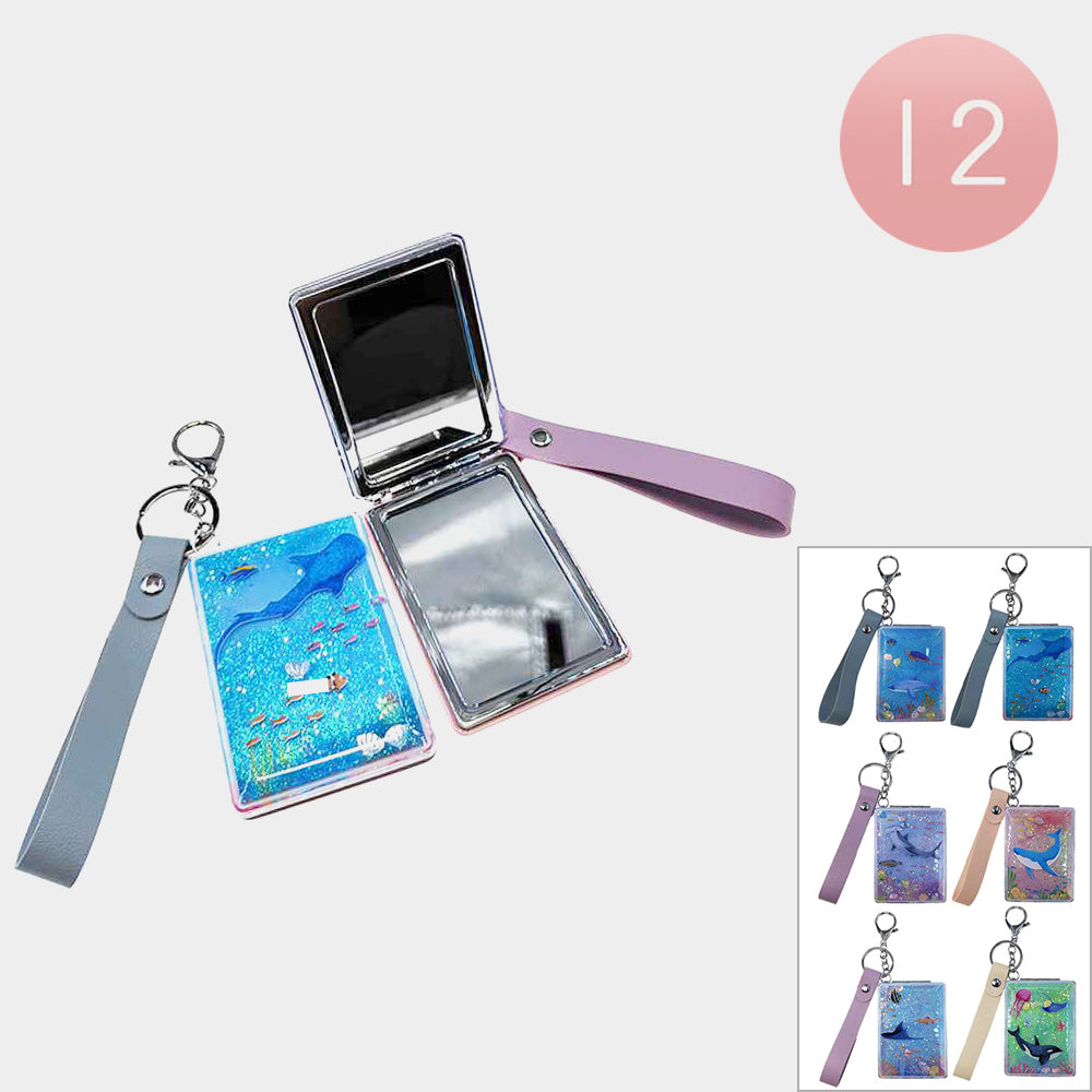 Madeline Love Assorted 12PCS - Floating Glitter Ocean Scene Printed Cosmetic Mirrors - Beauty & Cosmetics