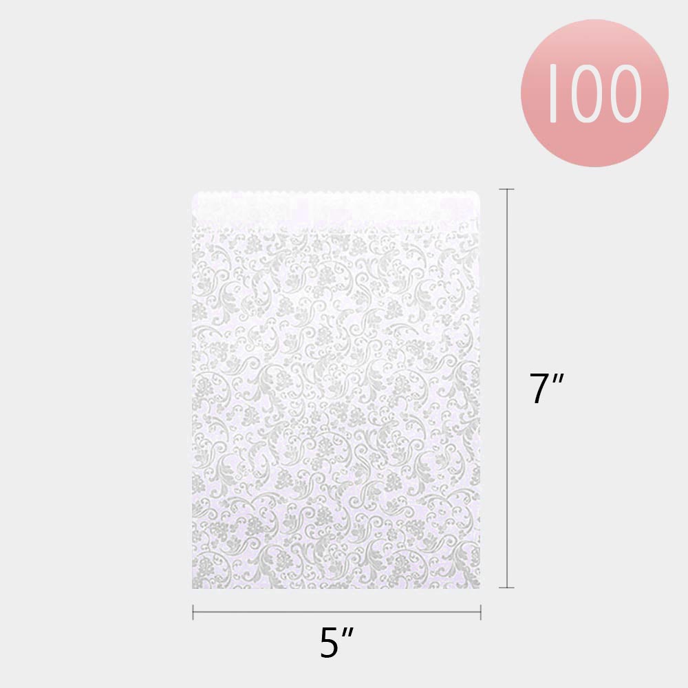 Madeline Love Silver 100PCS - Patterned Paper Gift Bag Set - Jewelry