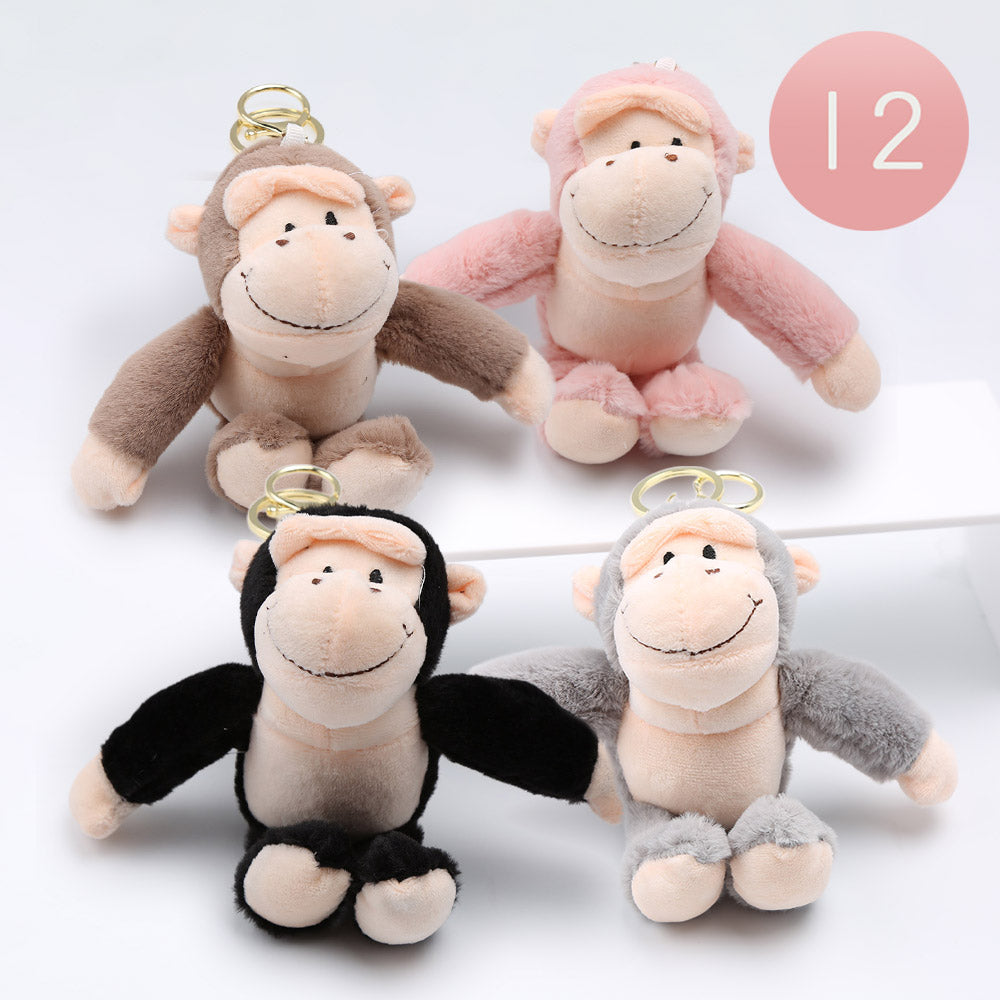Madeline Love Assorted 12PCS - Plush Monkey Keychains / Bag Charms - Bags & Wallets