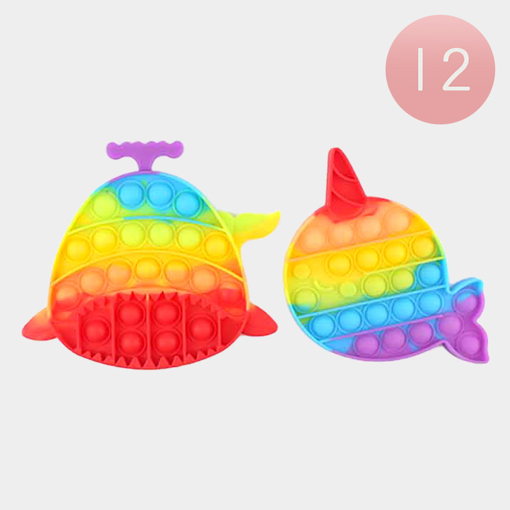 Madeline Love Multi 12PCS - Assorted Whale Push and Pop it Fidget Kids Toys