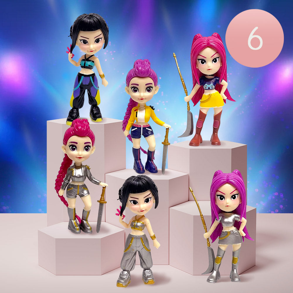 Madeline Love Assorted 6PCS - Kpop Demon Hunters Huntrix Figure Keychain Blind Box Trading Card - Kids