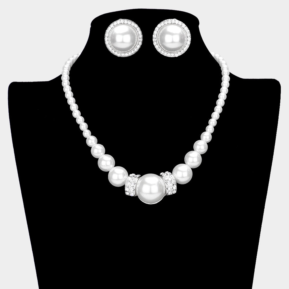 Madeline Love Silver, White Round Pearl Necklace - Necklaces