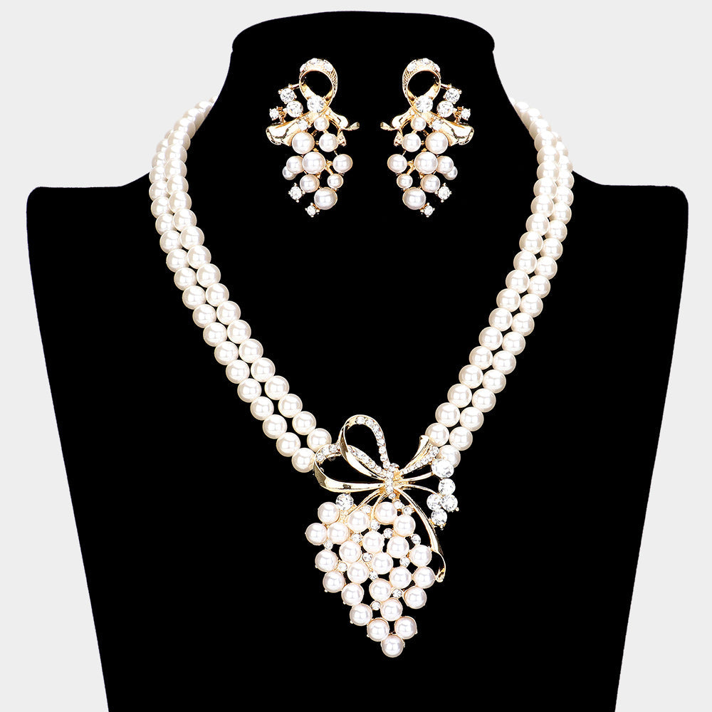 Madeline Love Cream, Gold Pearl Grape Pendant Necklace - Necklaces