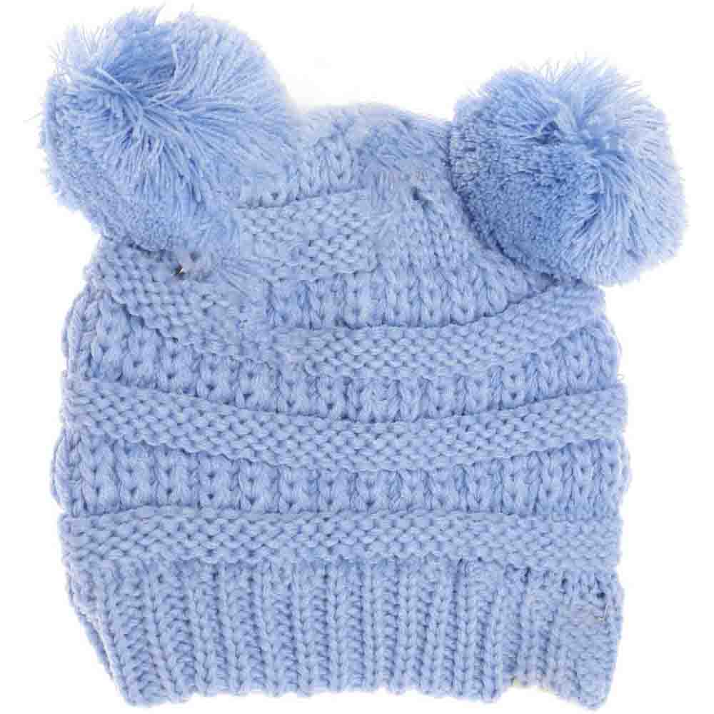 PaleBlue BABY Solid Double Pom CC Beanie offers expert-level warmth and comfort for your little one. Designed with a soft, double-layer knit and two adorable pom-poms, this beanie provides superior insulation while maintaining a gentle fit on delicate baby skin. Its solid color ensures easy pairing with any outfit, making it both practical and stylish for everyday wear. Ideal for chilly weather, this beanie helps keep your baby cozy and protected from the cold.