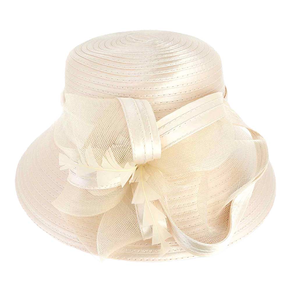 Mesh Bow Dressy Hat - Peach - Dressy Hats