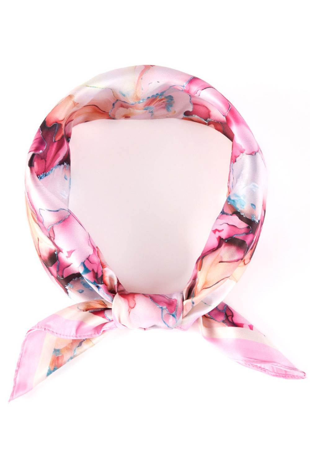 Pink Brighten your summer style with this charming floral pattern print bandana scarf. Crafted from lightweight 100% polyester, it's perfect for warm weather wear tie it around your neck, head, or wrist for effortless versatility. The generous 27.5" x 27.5" square cut offers plenty of styling options. Easy to care for and designed for comfort, this scarf is an essential accessory for any season.