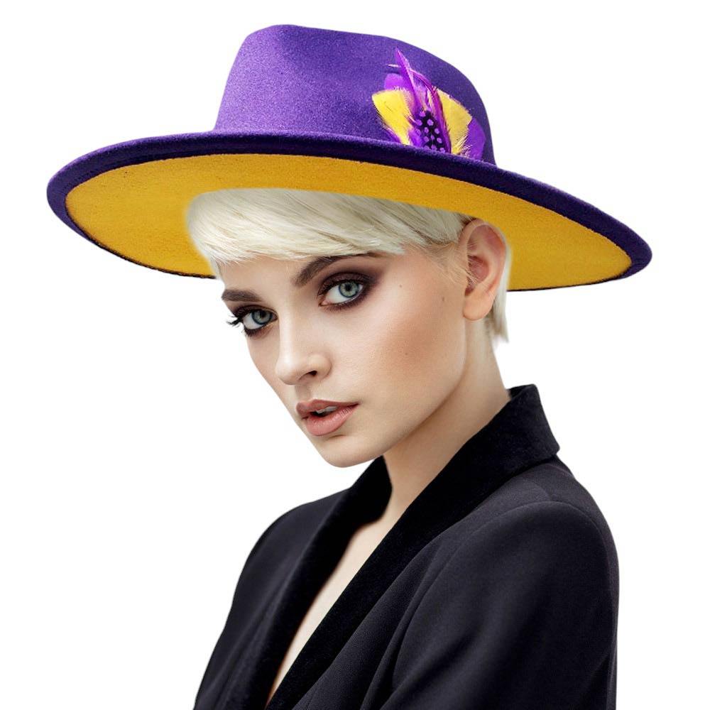 Purple Feather Pointed Fedora Panama Hat, is perfect for warm weather. Its pointed top design and feather detail add a touch of class to any outfit. The lightweight construction ensures total comfort and breathability. Keep your style fresh, A classic gift to travelers or fashion-forwarded friends and family members.