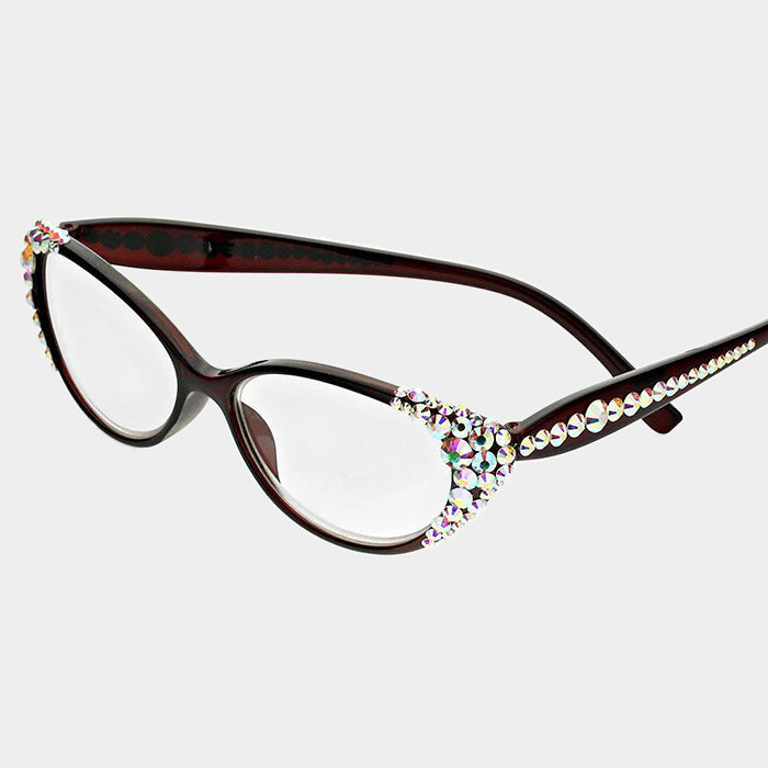 Madeline Love AB, Brown Side Crystal Reading Glasses - Sunglasses