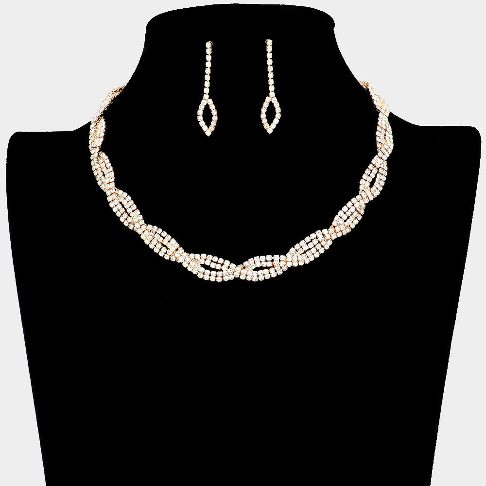 Madeline Love Gold Crystal Twisted Rhinestone Necklace - Jewelry