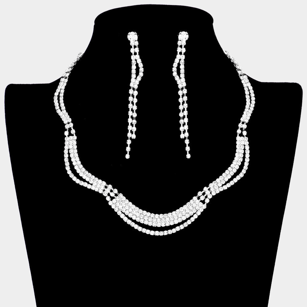 Madeline Love Silver Wavy Rhinestone Necklace - Jewelry