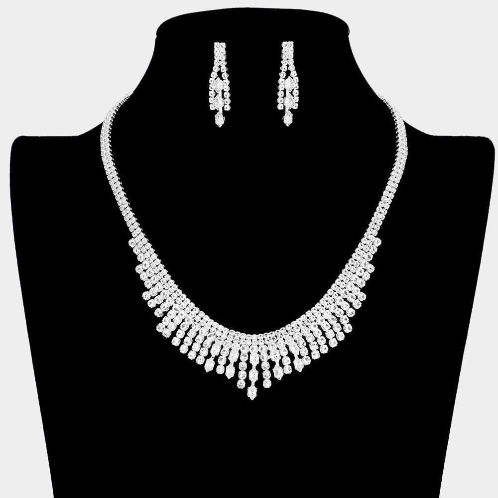 Madeline Love Silver Marquise Stone Pointed Rhinestone Necklace - Jewelry
