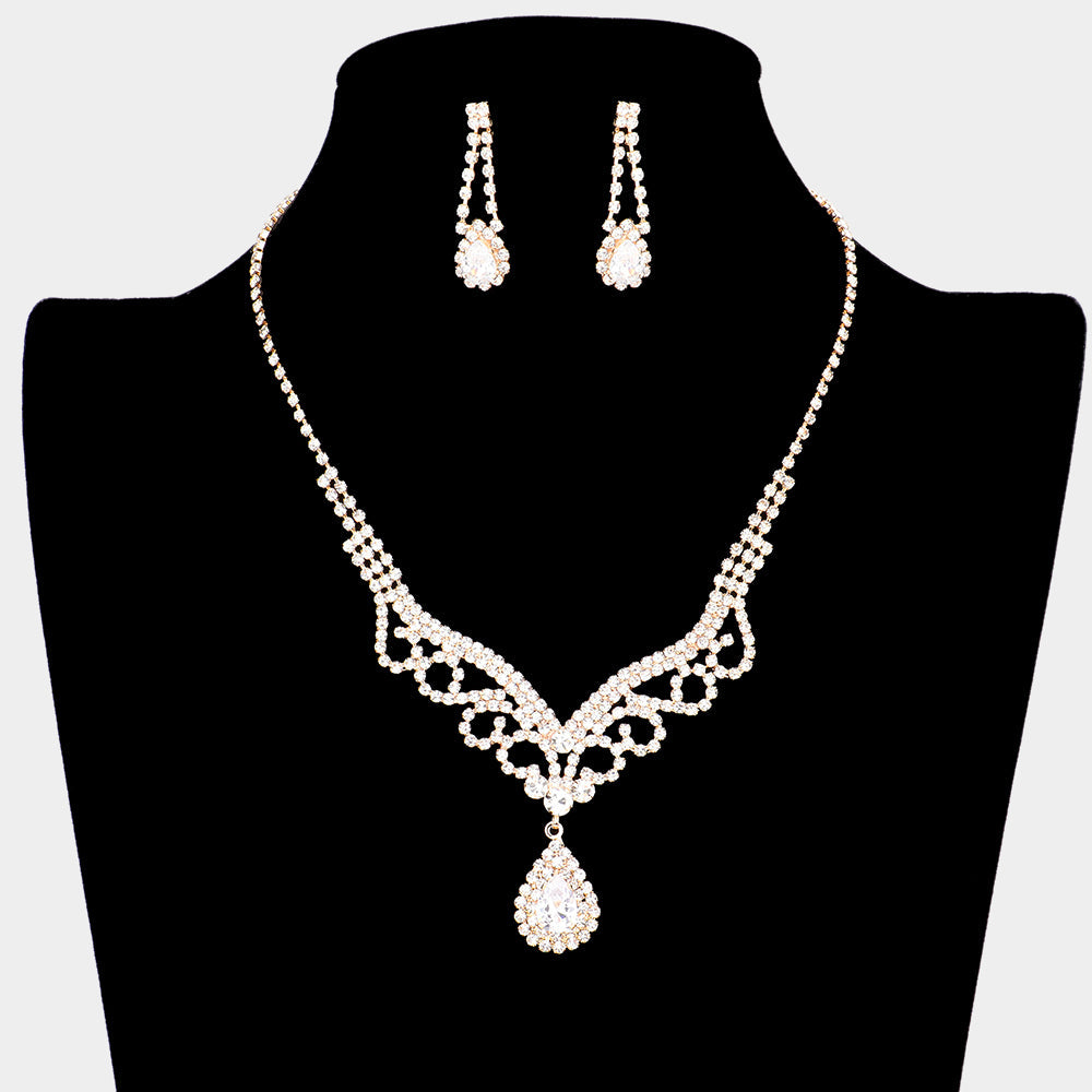 Madeline Love Gold CZ Teardrop Accented Necklace - Jewelry