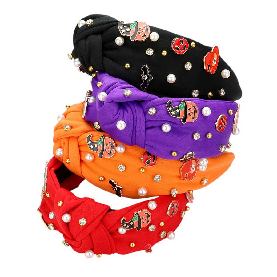 Red-Enamel Halloween Charm Stone Cluster Embellished Knot Headband, is a great addition to any festive Halloween outfit. With its enamel charm and stone cluster embellishments, you'll stand out from the crowd. The knot design adds a unique touch, making it both stylish and comfortable to wear.