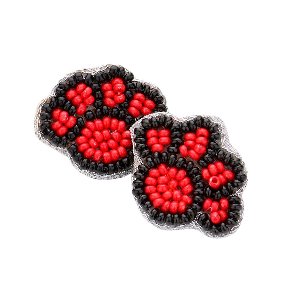 Red Felt Back Seed Beaded Paw Stud Earrings, beautifully crafted design add a gorgeous glow to any outfit. Take your love for statement accessorizing to a new level of affection with these seed-beaded paw stud earrings!