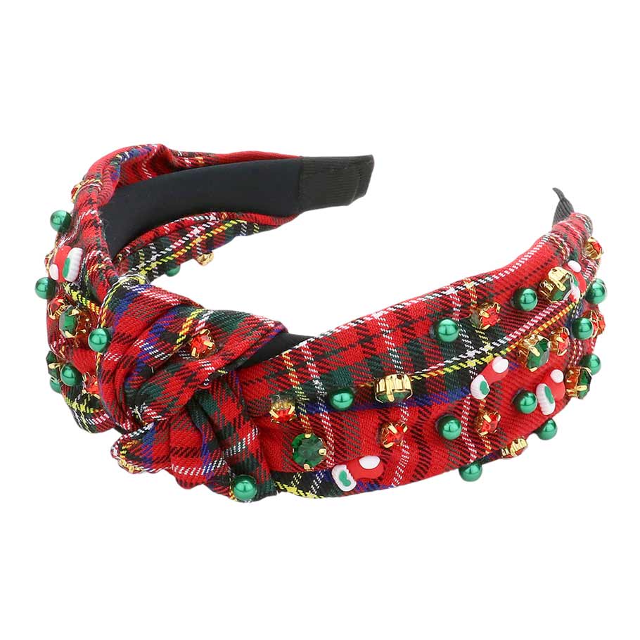 Red Socks Pearl Stone Knot Burnout Check Patterned Headband, push back your hair with this pretty headband, and add a pop of color to any plain outfit! This expounds your Christmas party and attracts everyone's attention. This is the perfect gift for Christmas, especially for your friends, family, and the people you love.