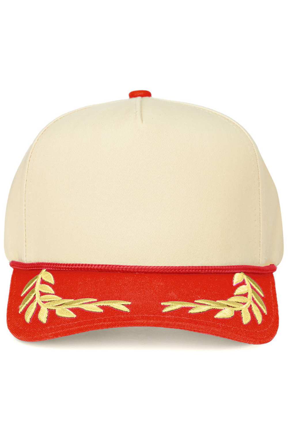 Red Elevate your casual style with this C.C Gold Bay Leaf Two Tone Trucker Cap. Crafted from 100% cotton for breathability and comfort, this snapback cap features a classic trucker design with a rope-accented point detail and two-tone colorway. With a one-size-fits-all circumference of 22.5", it's the perfect accessory for everyday wear, outdoor adventures, or laid-back vibes. Made in Vietnam with quality construction, this versatile cap pairs effortlessly with any wardrobe.
